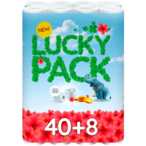 Туалетний папір Lucky pack 140 відривів 2 шари 48 рулонів Білий (8595027101424) в Вінниці