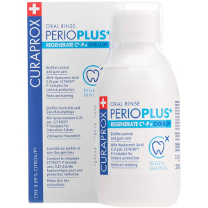 Ополіскувач для ротової порожнини Curaprox PerioPlus+ Regenerate містить Citrox геалуронову кислоту і 009% хлоргексидину 200 мл (7612412426663)