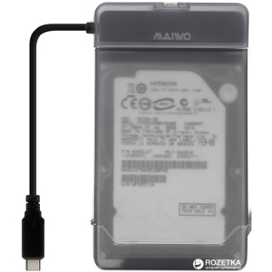 Адаптер Maiwo для підключення HDD/SSD 2.5" SATA до USB 3.1 Type-C + захисний контейнер для HDD 2.5" (K104G1 black)