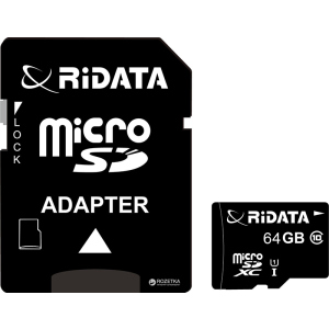 RiDATA microSDXC 64GB Class 10 UHS-I + SD адаптер (FF964426) лучшая модель в Виннице