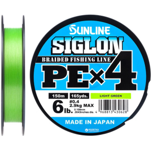 Шнур Sunline Siglon PE х4 150 м # 0.4/0.108 мм 2.9 кг Салатовий (16580902)