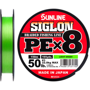 Шнур Sunline Siglon PE х8 150 м # 3.0/0.296 мм 22 кг Салатовый (16580971)