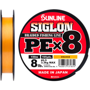 Шнур Sunline Siglon PE х8 150 м # 0.5/0.121 мм 3.3 кг Оранжевый (16580986) лучшая модель в Виннице