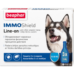 Капли Beaphar Immo Shield Line-on for Medium Dogs антипаразитные с диметиконом для собак 15-30 кг 3 пипетки (13583) (8711231135837) в Виннице