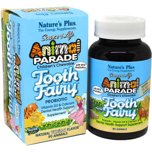 Вітаміни Natures Plus Animal Parade Tooth Fairy пробіотик для здоров'я зубів Ваніль 90 жувальних таблеток (97467299481) в Вінниці