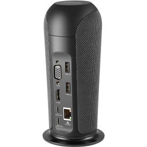 Док-станція 13-в-1 Promate AlphaHub USB-C PD/HDMI/VGA/3xUSB 3.0/USB-C 3.1/RJ45/SD/MicroSD/AUX 3.5 мм/5W динамік Black (alphahub.black) ТОП в Вінниці