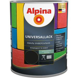 Емаль Alpina Universallack Шовковисто-матова 2.5 л Чорна (948103763) краща модель в Вінниці