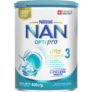 купити Суха молочна суміш Nestle NAN 3 Optipro з олігосахаридом 2'FL для дітей від 12 місяців 400 г (7613032476175)