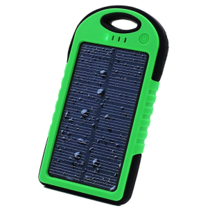 Влагозащищенный Solar Power Bank 20000 mAh на солнечной батарее, Green