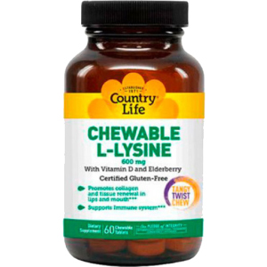 купити Амінокислота Country Life L-LYSINE 600 мг 60 жувальних таблеток (015794013204)