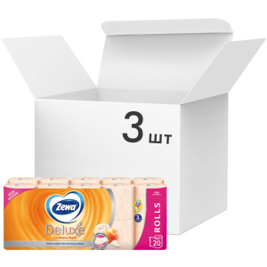 Упаковка туалетной бумаги Zewa Deluxe трехслойной аромат Персик 3 шт по 20 рулонов (7322540556131) рейтинг