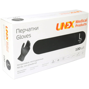 Рукавички нітрилові Unex Medical неопудрені розмір L 100 шт - 50 пар Чорні (4.1002) в Вінниці