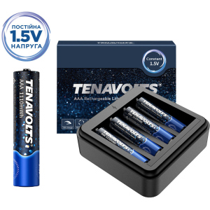 хороша модель Акумулятор Tenavolts Lithium AAA 1.5В 740 мА·год 4 шт із зарядним пристроєм (191763001110)