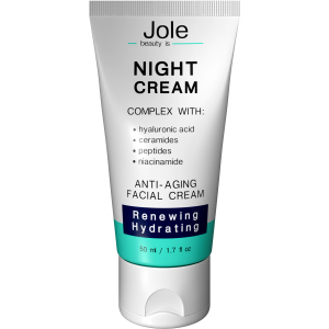 Восстанавливающий ночной крем Jole Renuwing Night Cream с гиалуроновой кислотой, комплексом пептидов и керамидов 50 мл (4820243881022) лучшая модель в Виннице