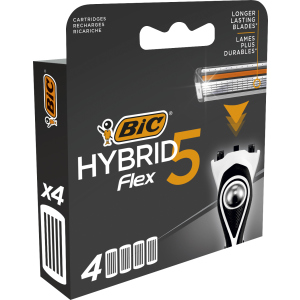 Змінні картриджі для гоління (леза) чоловічі BIC Flex 5 Hybrid 4 шт (3086123644885) в Вінниці