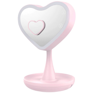 Дзеркало для макіяжу UFT Mirror Heart Pink Серце з підсвічуванням (4820176260086) ТОП в Вінниці