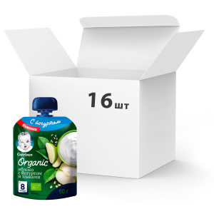 Упаковка пюре фруктово-йогуртного Gerber Organic Яблуко зі злаками з 8 місяців 90 г х 16 шт (7613036712026) ТОП в Вінниці