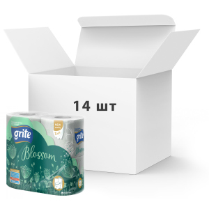Упаковка туалетной бумаги Grite Blossom 150 отрывов 3 слоя 4 рулона 14 шт (4770023348743)