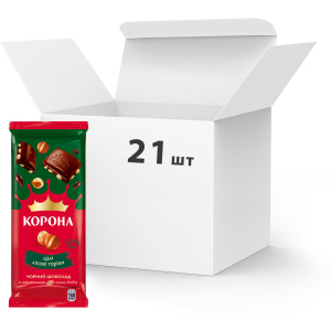 хороша модель Упаковка шоколаду Корона чорного з цілісним горіхом 90 г х 21 шт (7622210873224)