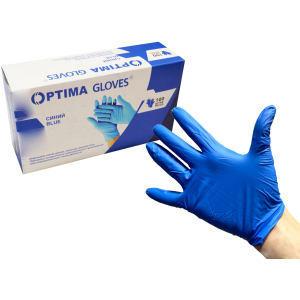 Перчатки медицинские нитриловые смотровые Optima Gloves нестерильные неопудренные L 50 пар Синие (52-108) ТОП в Виннице