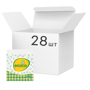 Упаковка салфеток сервировочных Ecolo 1 слой 24х24 см 100 шт Белые 28 пачек (4820202890270) в Виннице