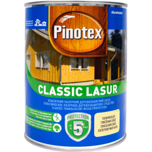 Лазур Pinotex Classic Lasur - матове алкідне просочення для дерева, блакитне, з декоративним ефектом, тик, 1 л (5301554)