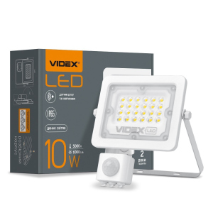 LED прожектор VIDEX F2e 10W 5000K с датчиком движения и освещенности лучшая модель в Виннице