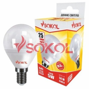 Набор 10 шт. LED лампа SOKOL G45 5.0W 220В E14 4100К ТОП в Виннице