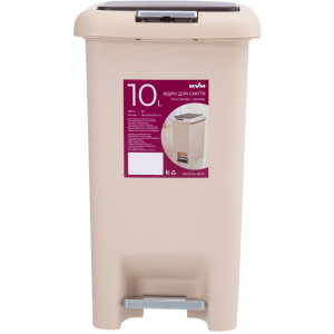 Ведро для мусора MVM с крышкой и педалью BIN-01 10л Бежевое (BIN-01 10L BEIGE) в Виннице