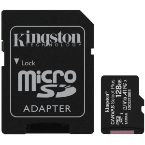 Kingston microSDXC 128GB Canvas Select Plus Class 10 UHS-I U1 V10 A1 + SD-адаптер (SDCS2/128GB) ТОП в Виннице