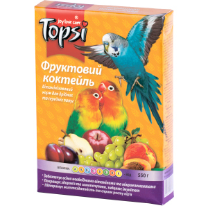 Упаковка корму для дрібних та середніх папуг Topsi Фруктовий коктейль 550 г 16 шт (14820122208220) ТОП в Вінниці