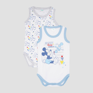 Боді-майка Disney Mickey Mouse MC13888 62-68 см 2 шт Біла з блакитним (8691109721747) краща модель в Вінниці