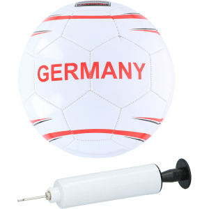 хорошая модель Мяч футбольный LIFETIME Германия с насосом и сеткой для переноски размер 5 Белый (871125217359)