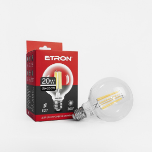 LED лампа ETRON Filament 1-EFP-172 G95 E27 20W 4200K clear glass в Вінниці