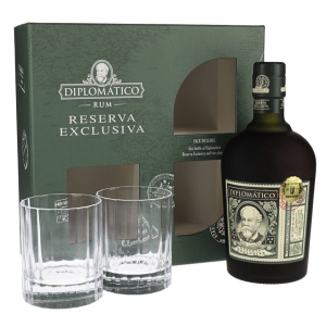 Ром Diplomatico Reserva Exclusiva 0.7 л 40% + 2 стакана (2134449344499) ТОП в Виннице