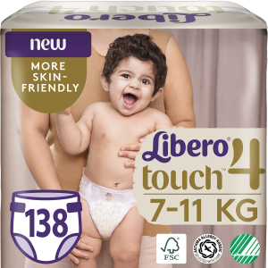 Підгузки Libero Touch 4 7-11 кг одноразові 138 шт (7322541430690) краща модель в Вінниці