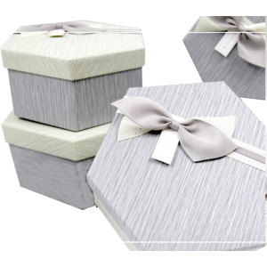 Набор подарочных коробок Ufo Grey картонных 3 шт Серых (D430005 Набор 3 шт GREY шестиуг) надежный