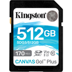 Kingston SDXC 512GB Canvas Go! Plus Class 10 UHS-I U3 V30 (SDG3/512GB) лучшая модель в Виннице