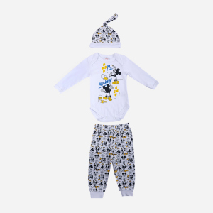 Комплект (боди + штанишки + шапочка) Disney Mickey Mouse MC18314 62-68 см Белый (8691109923707) в Виннице