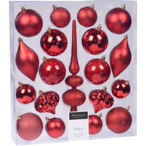Набор елочных игрушек Christmas Decoration 19 штук Красный (CAN214920) лучшая модель в Виннице