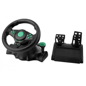 Ігрове кермо з педалями 3в1USB Vibration Steering Wheel технологія Vibration Feedback l PS3/PS2/PC чорний (186102960zas)