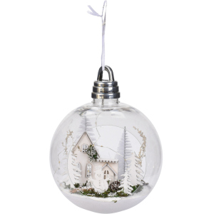 Ялинкова куля Christmas Decoration 20 см з підсвічуванням (CAA115200_білі ялинки) краща модель в Вінниці