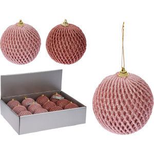 Набір ялинкових куль Christmas Decoration 8 см 12 шт рожевий (CAA126440) краща модель в Вінниці