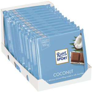 Упаковка молочного шоколаду Ritter Sport з начинкою кокосово-молочний крем 12 шт х 100 г (4000417298607) краща модель в Вінниці