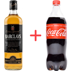 Віскі Barclays Blended 0.7 л 40%+ Безалкогольний напій Coca-Cola 1 л (5010852000900) в Вінниці