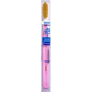 Зубная щетка Piave Medium с натуральной щетиной розовый (8009315019617_розовый) лучшая модель в Виннице