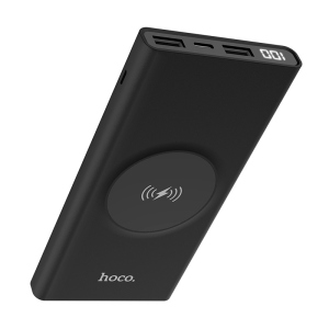 Power Bank HOCO J37 Wisdom с беспроводной зарядкой 10000 mAh Чёрный лучшая модель в Виннице