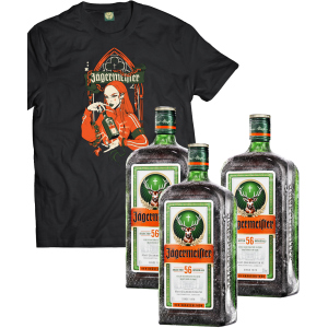 Лікер Jagermeister 0.7 л 35% 3 пляшки (+ексклюзивна футболка) (DESIGN 3) p.XL (4067700013018_G_XL) в Вінниці