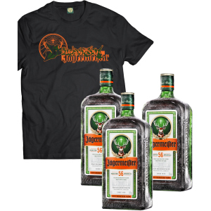 Лікер Jagermeister 0.7 л 35% 3 пляшки (+ексклюзивна футболка) (DESIGN2) p.M (4067700013018_Y_M)