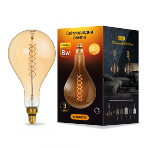 хорошая модель LED лампа VIDEX Filament PS160FASD 8W E27 2200K дімерна бронза